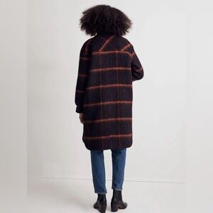 Madewell Long Windowpane Wool Spiced Raisin Rust Jacket